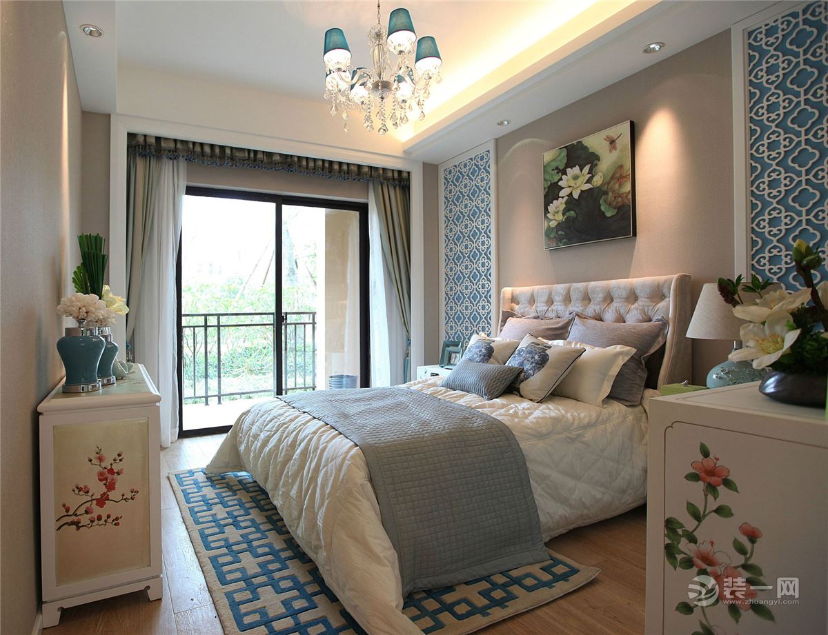 现代中式风格装修效果图,100平米三室一厅装修效果图